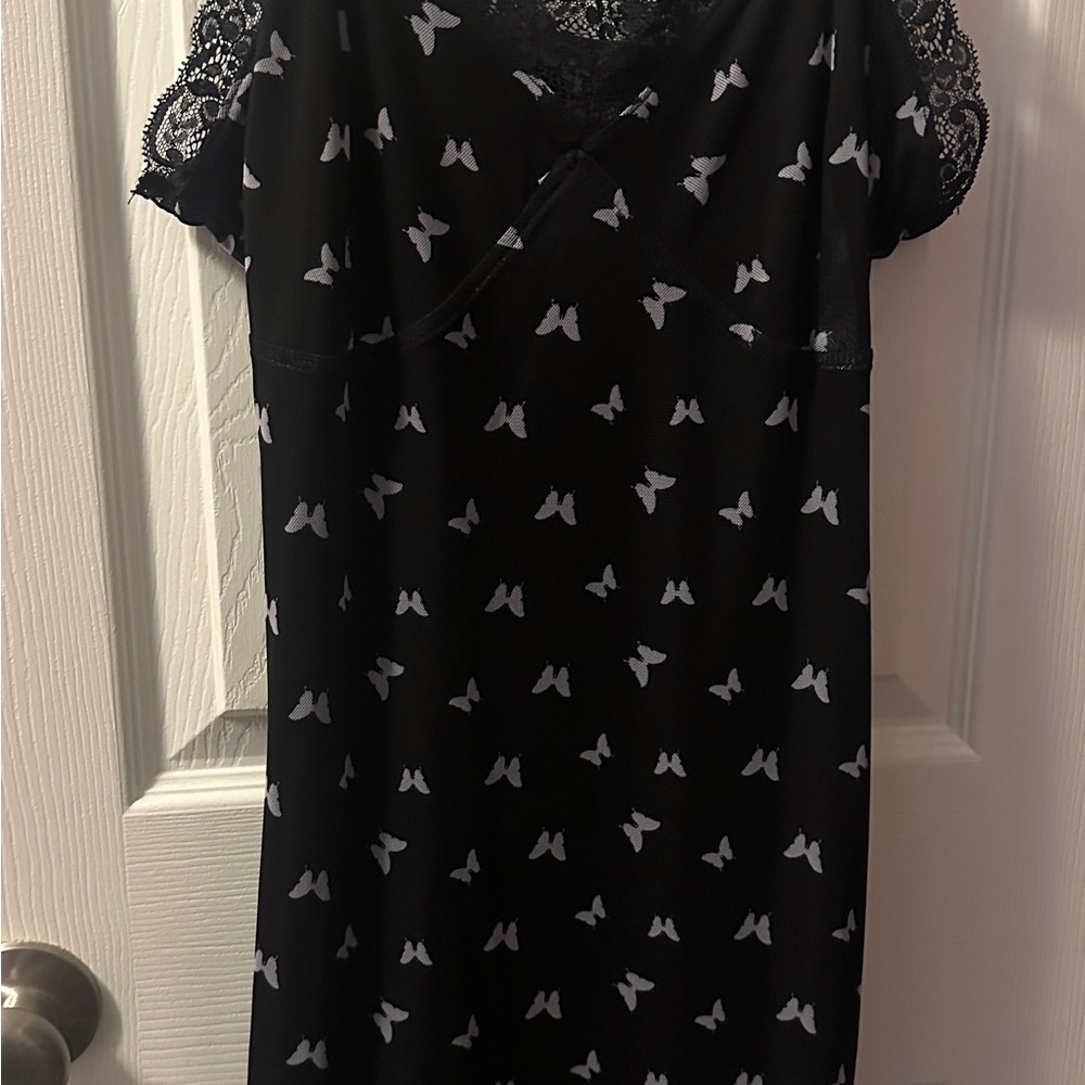 Chic Black Butterfly Mini Dress